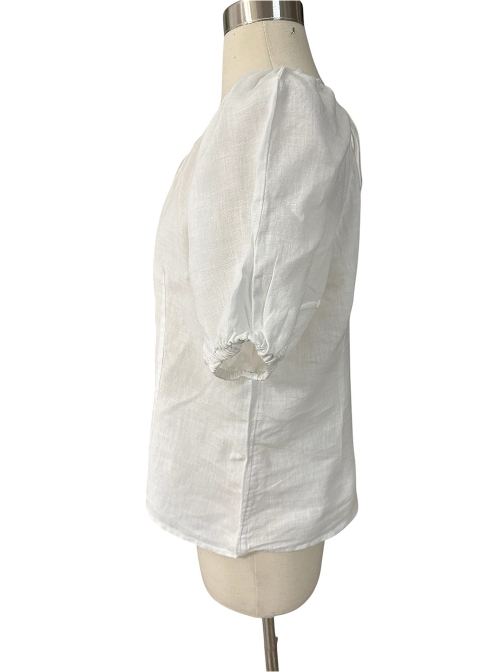 J. Crew White Puff-Sleeve Tie-Neck Blouse - Picture 7 of 13